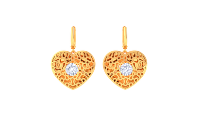 Radiant Filigree Heart Hoop Earrings In Gold - 0.64 Ct Round Diamond Accents