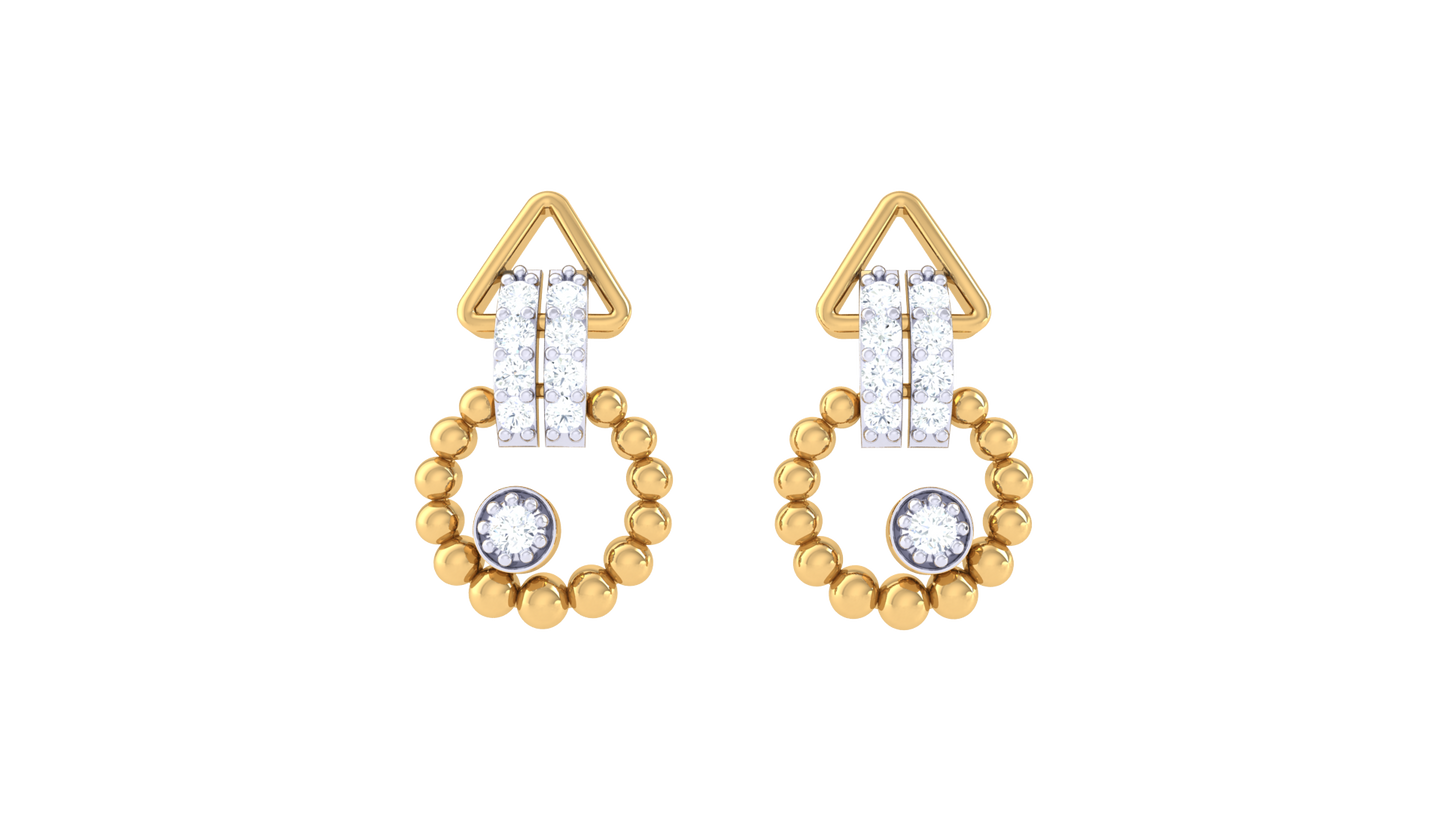 Honeycomb Hex Drop Earrings In Rose Gold – 0.12 Ct  Brilliant Cut Diamonds