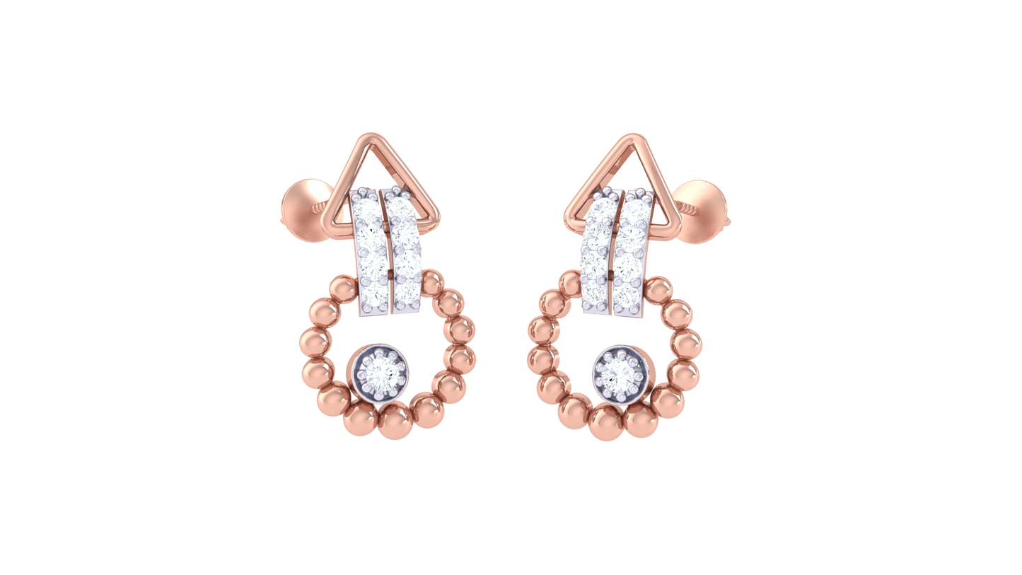 Honeycomb Hex Drop Earrings In Rose Gold – 0.12 Ct  Brilliant Cut Diamonds