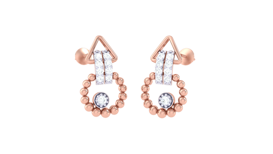 Honeycomb Hex Drop Earrings In Rose Gold – 0.12 Ct  Brilliant Cut Diamonds