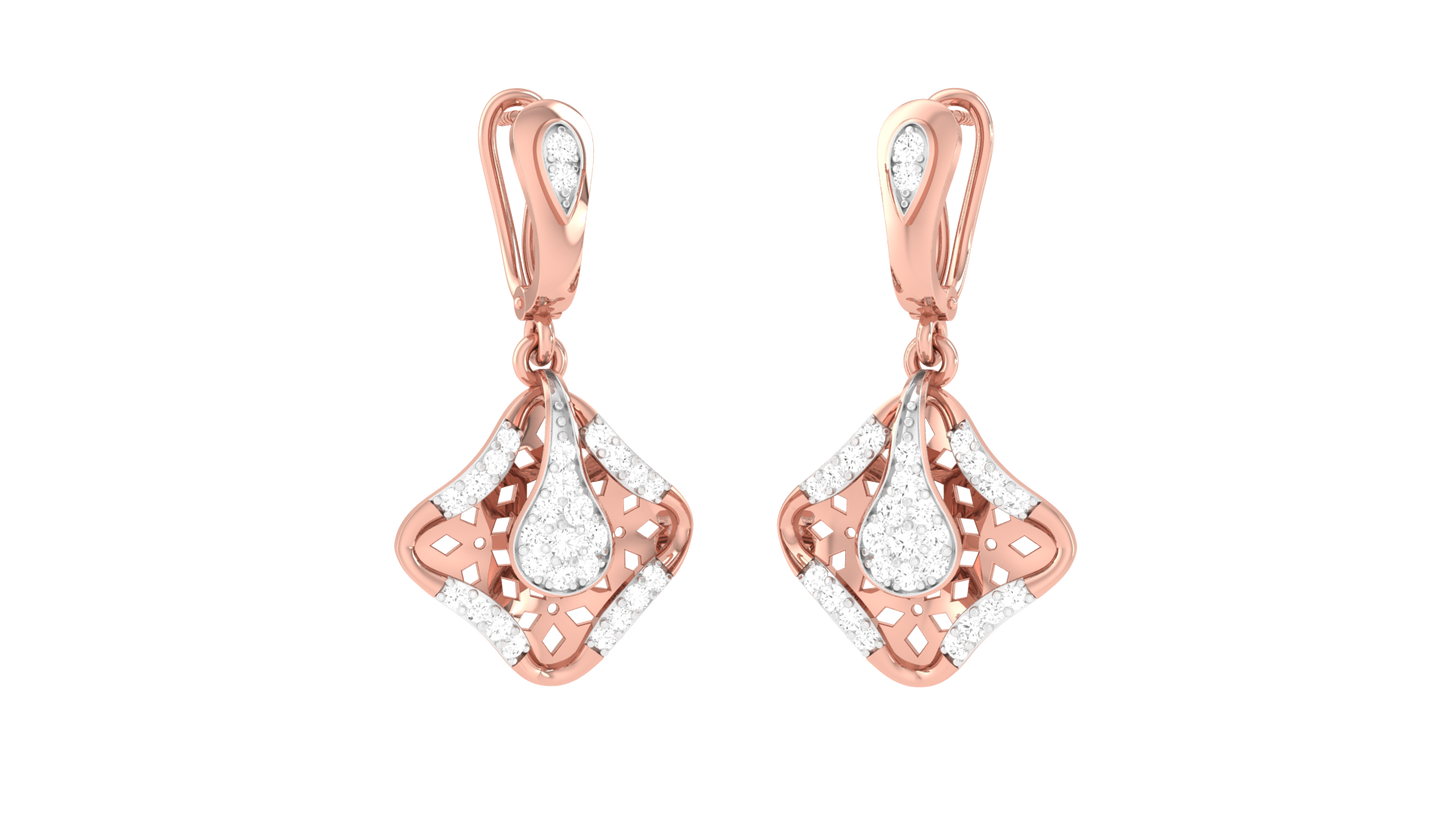 Spakle Frame Diamond Hoop Earrings - 0.37 Ct