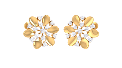 Traditional Floral Diamond Stud Earrings - 0.46 Ct