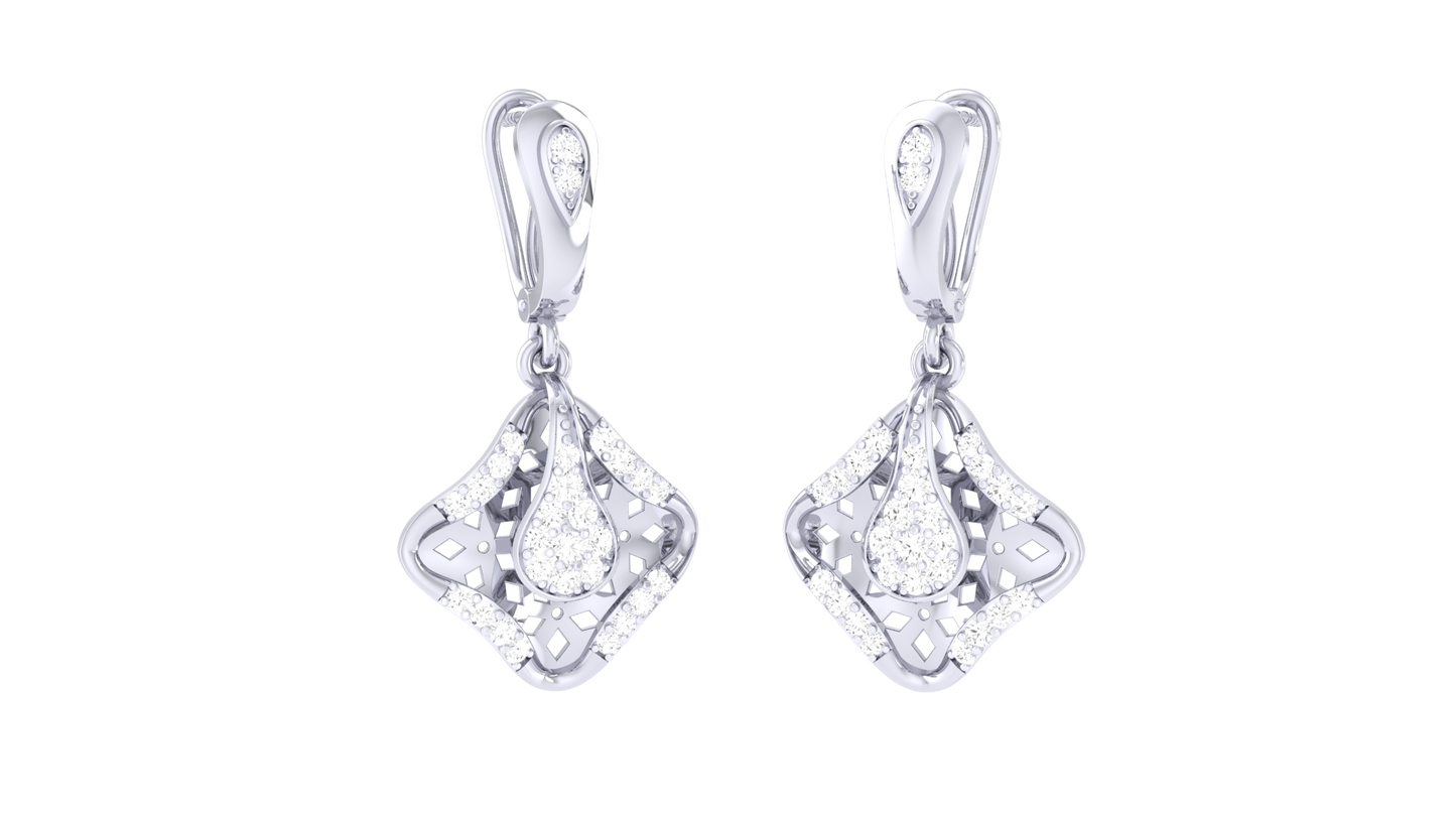 Spakle Frame Diamond Hoop Earrings - 0.37 Ct