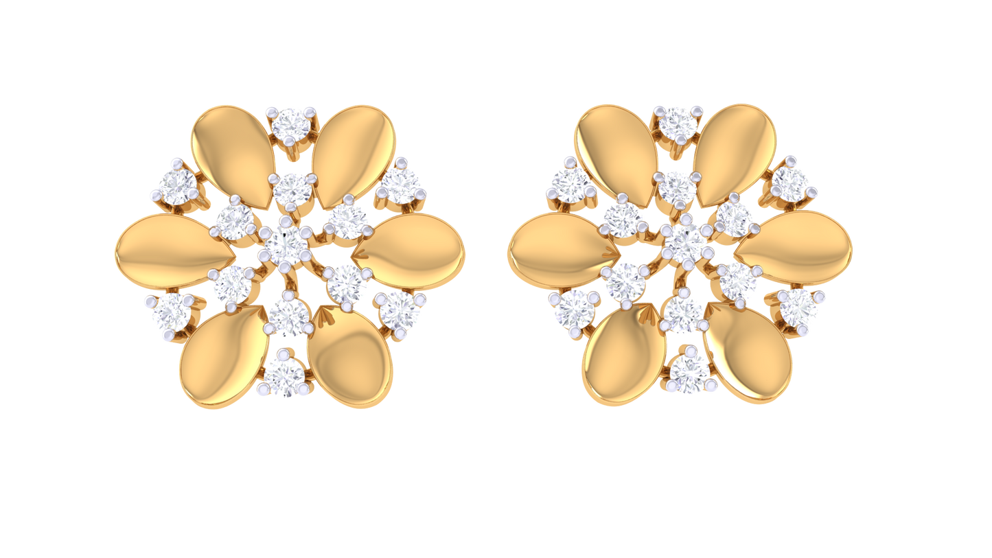 Traditional Floral Diamond Stud Earrings - 0.46 Ct