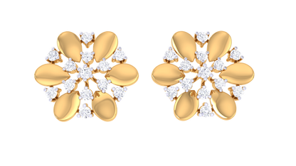 Traditional Floral Diamond Stud Earrings - 0.46 Ct