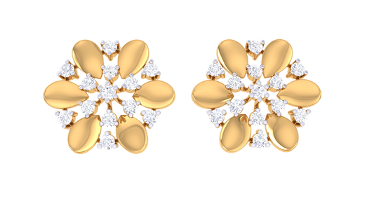 Traditional Floral Diamond Stud Earrings - 0.46 Ct