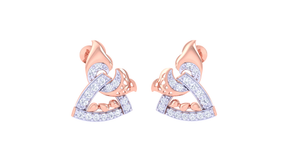 Flame & Feather Stud Earrings In Gold - 0.31 Ct Sparking Diamonds