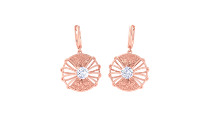 Luminous Sunburst Filigree Gold Hoop Earrings - 0.64 Ct Round Diamond