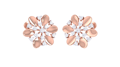 Traditional Floral Diamond Stud Earrings - 0.46 Ct