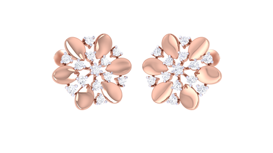 Traditional Floral Diamond Stud Earrings - 0.46 Ct
