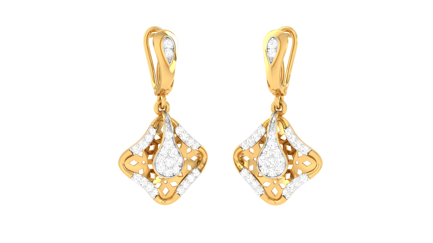 Spakle Frame Diamond Hoop Earrings - 0.37 Ct