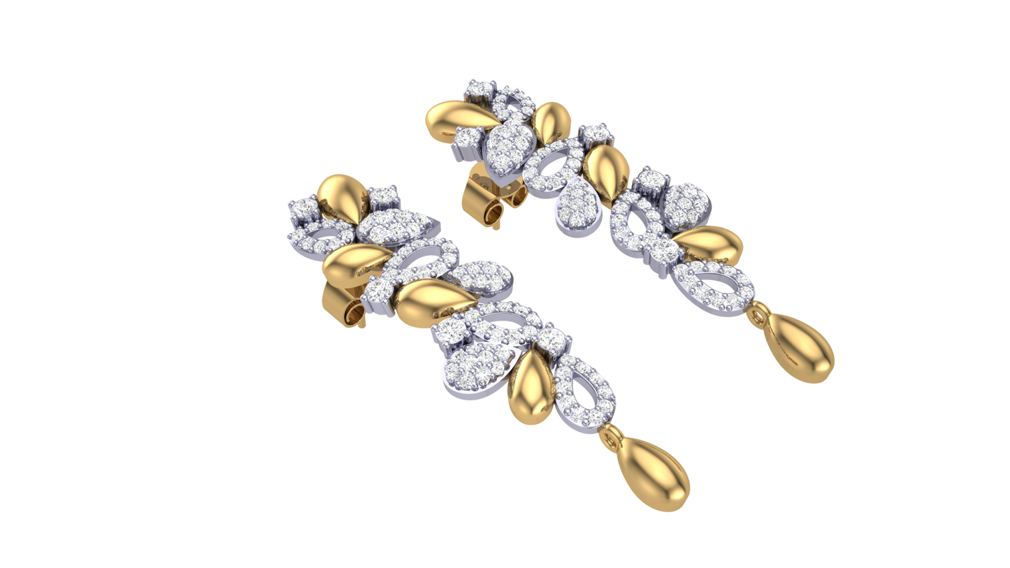 Celeste Flora Diamond Stud Drop Earrings - 0.76 Ct