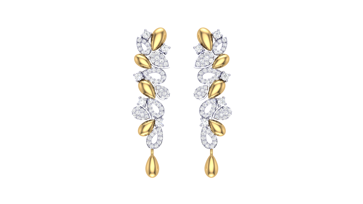 Celeste Flora Diamond Stud Drop Earrings - 0.76 Ct