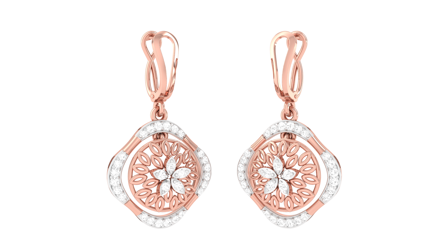 Square Halo Wheel Hoop Earrings In Gold - 0.57 Ct Sparkling Round Diamonds