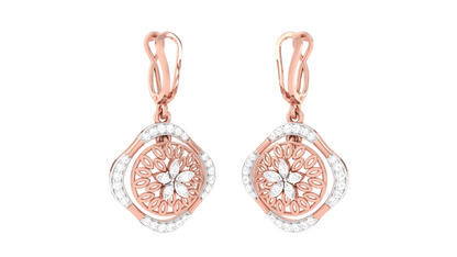 Square Halo Wheel Hoop Earrings In Gold - 0.57 Ct Sparkling Round Diamonds