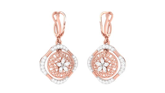Square Halo Wheel Hoop Earrings In Gold - 0.57 Ct Sparkling Round Diamonds