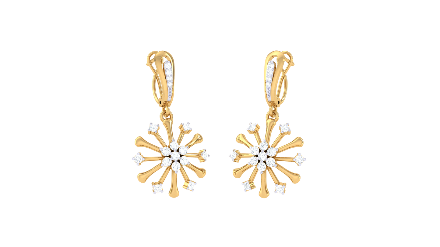 Spark Explosion Diamond Hoop Earrings in Gold – 0.34 Ct