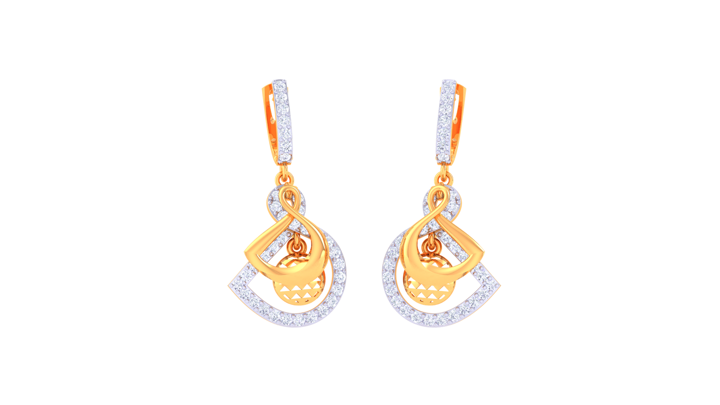The Abstract Loop Hoop Earrings In Gold - 0.69 Ct Dazzling Diamonds