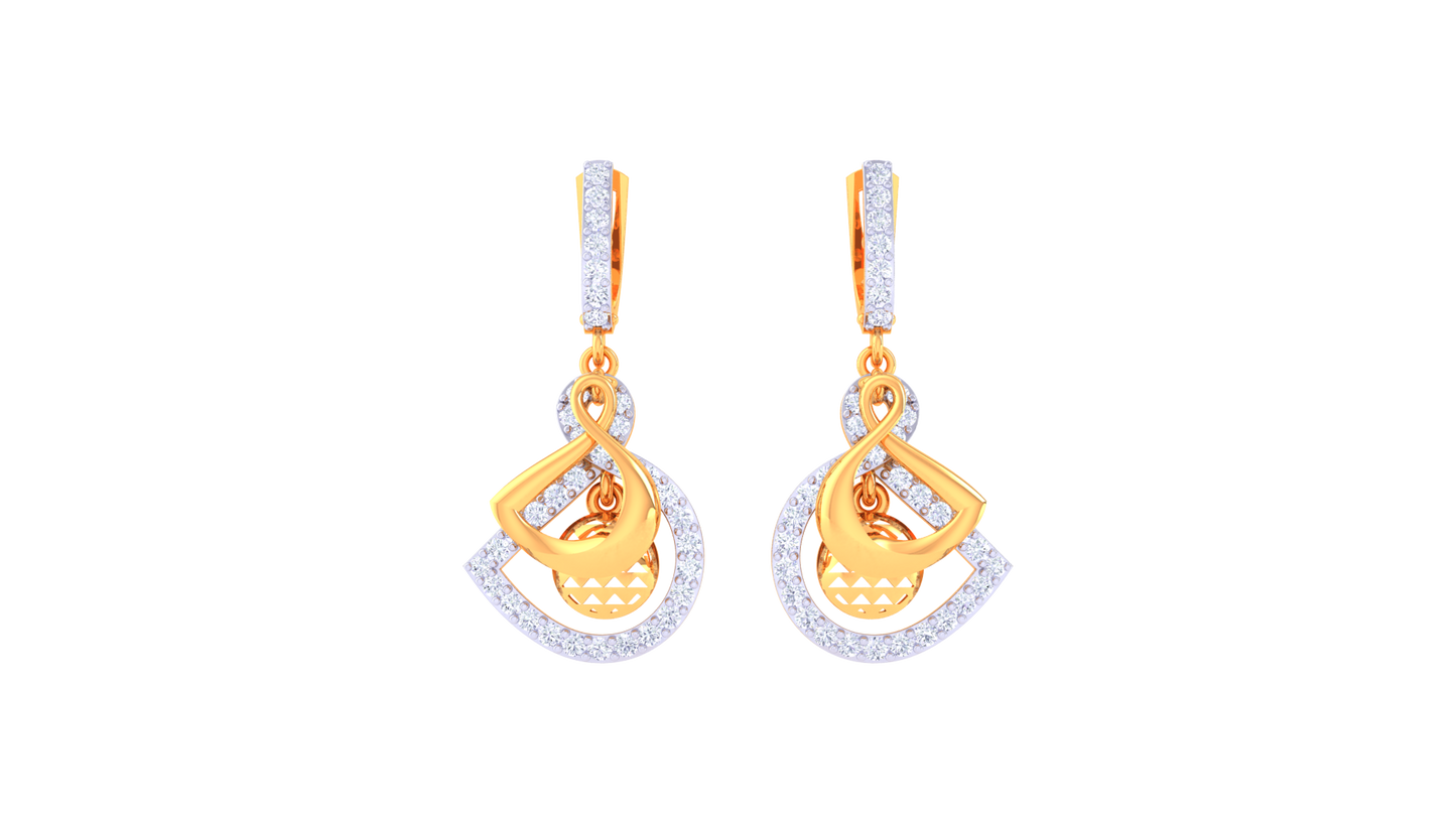 The Abstract Loop Hoop Earrings In Gold - 0.69 Ct Dazzling Diamonds