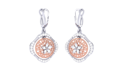 Square Halo Wheel Hoop Earrings In Gold - 0.57 Ct Sparkling Round Diamonds