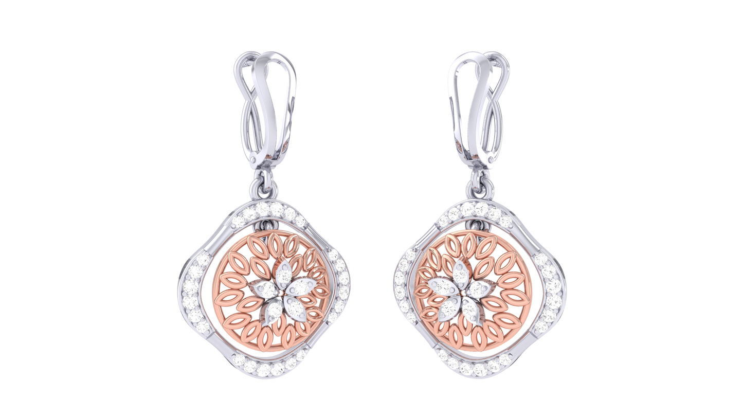 The Filigree Flora Hoop Earrings In Gold - 0.31 Ct Round Diamonds