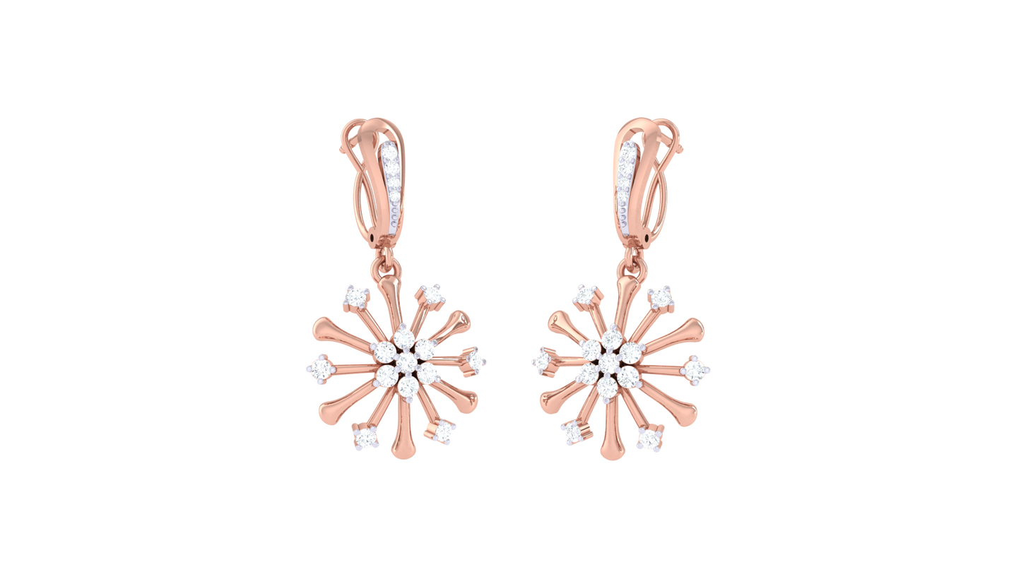 Spark Explosion Diamond Hoop Earrings in Gold – 0.34 Ct