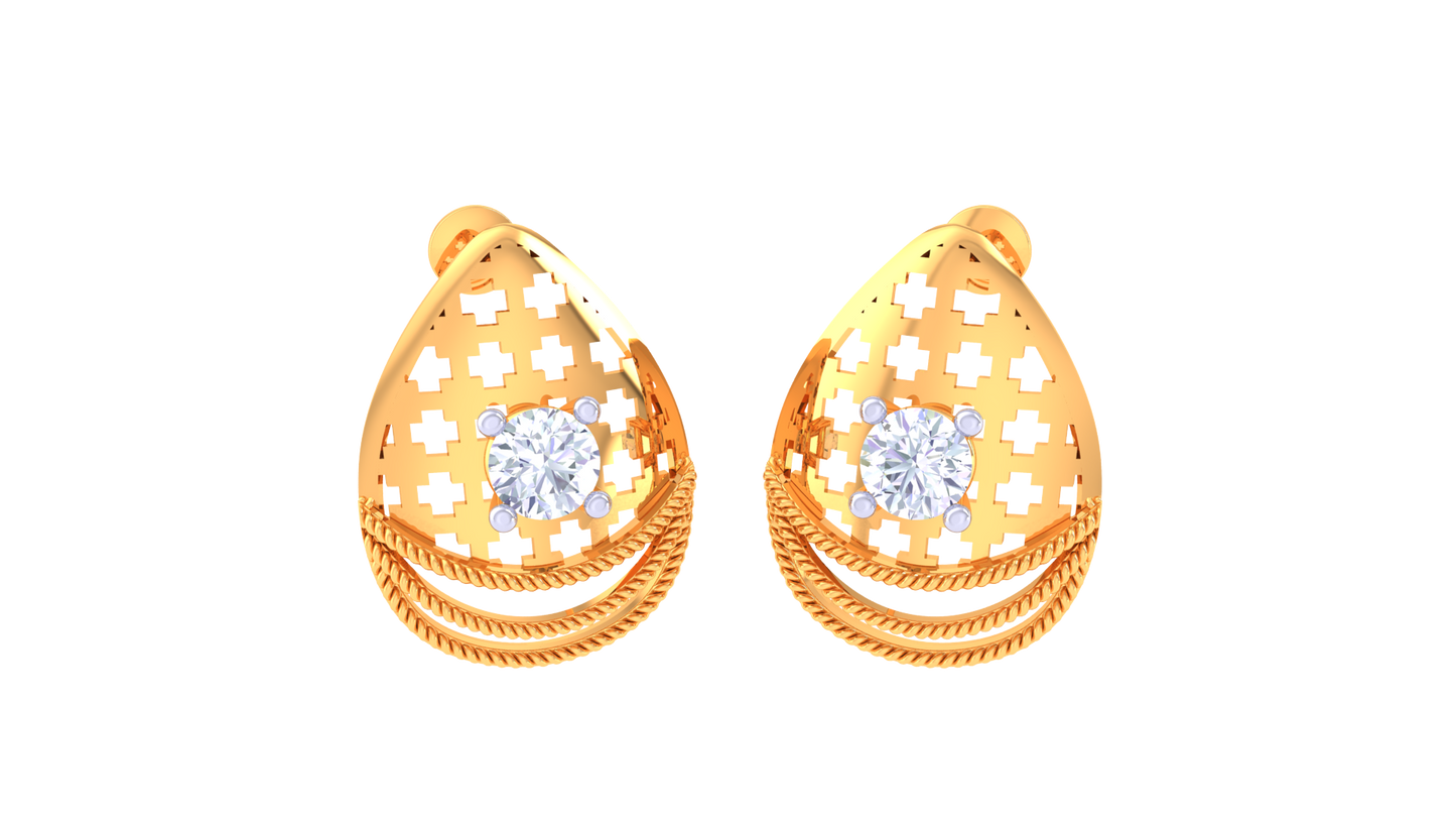 Blush Teardrop Stud Earrings In Gold - 0.48 Ct Brilliant Round Diamonds