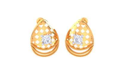 Blush Teardrop Stud Earrings In Gold - 0.48 Ct Brilliant Round Diamonds