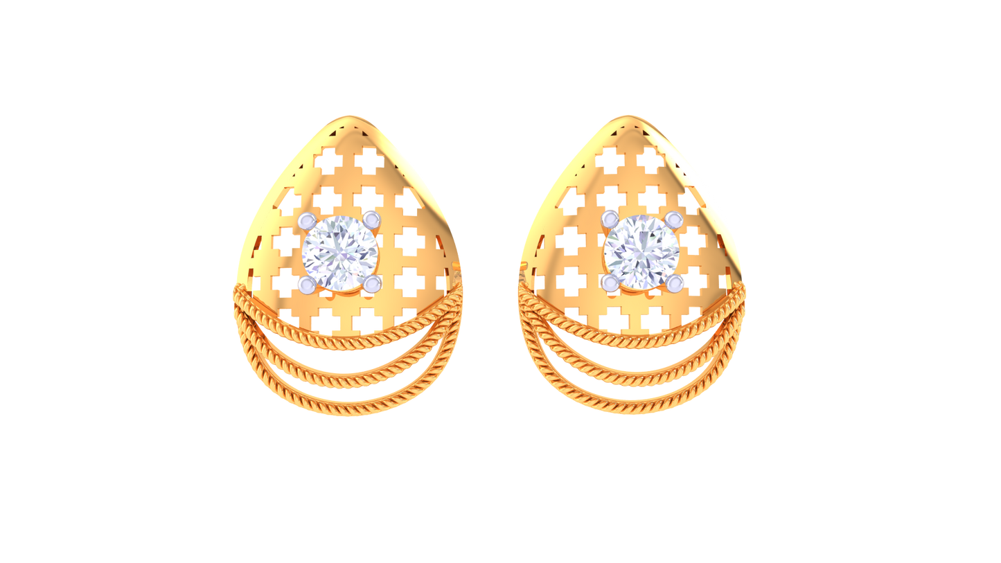 Blush Teardrop Stud Earrings In Gold - 0.48 Ct Brilliant Round Diamonds