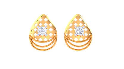 Blush Teardrop Stud Earrings In Gold - 0.48 Ct Brilliant Round Diamonds