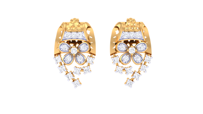 Floral Cascade Stud Earrings In Gold - 0.26 Ct Round Cut Diamonds