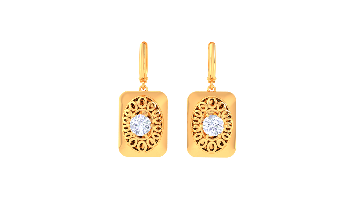 Iconique Imperial Frame Gold Hoop Earrings - 0.64 Ct Round Diamonds