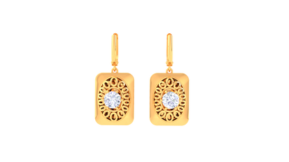 Iconique Imperial Frame Gold Hoop Earrings - 0.64 Ct Round Diamonds