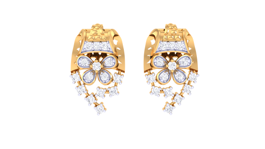 Floral Cascade Stud Earrings In Gold – 0.26 Ct Brilliant Diamonds