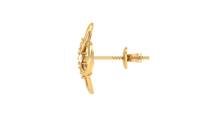 Floral Elegance Gold Stud Earrings - 0.15 Ct Brilliant Cut Diamond Accents