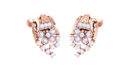 Floral Cascade Stud Earrings In Gold – 0.26 Ct Brilliant Diamonds