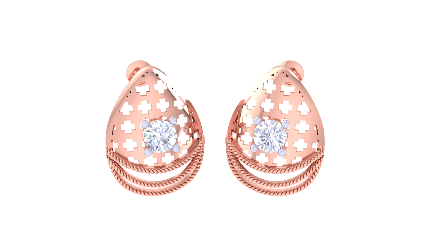Blush Teardrop Stud Earrings In Gold - 0.48 Ct Brilliant Round Diamonds