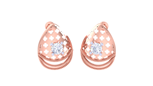 Blush Teardrop Stud Earrings In Gold - 0.48 Ct Brilliant Round Diamonds