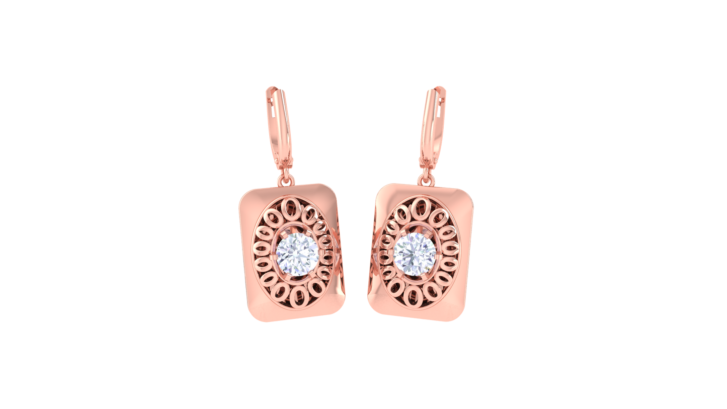 Iconique Imperial Frame Gold Hoop Earrings - 0.64 Ct Round Diamonds