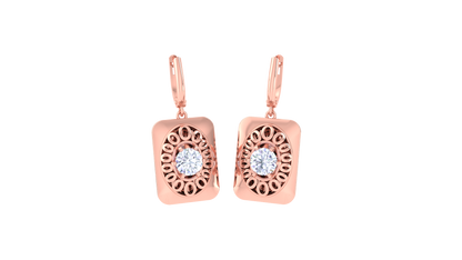 Iconique Imperial Frame Gold Hoop Earrings - 0.64 Ct Round Diamonds