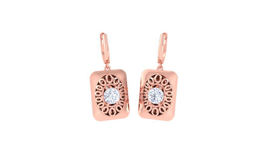 Iconique Imperial Frame Gold Hoop Earrings - 0.64 Ct Round Diamonds