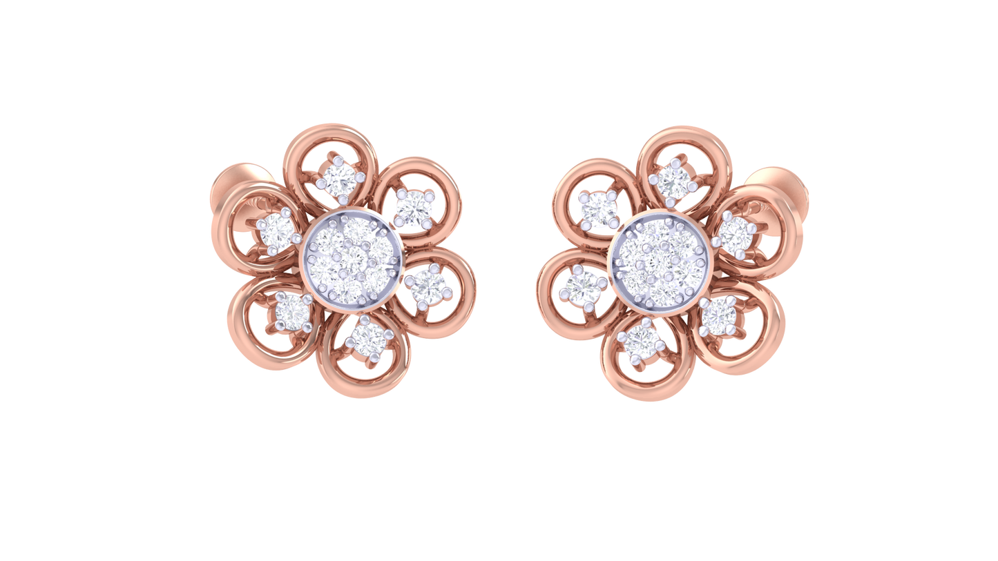 0.24 Ct.- Petal Spark Diamond Stud Earrings