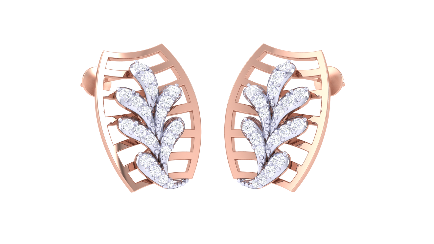 Layered Glow Golden Stud Earrings - 0.34 Ct Round Diamonds Sophisticated Styles and luxuri