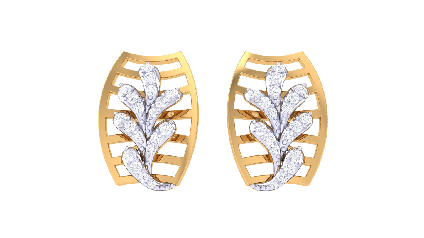 Layered Glow Golden Stud Earrings - 0.34 Ct Round Diamonds Sophisticated Styles and luxuri