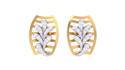 Layered Glow Golden Stud Earrings - 0.34 Ct Round Diamonds Sophisticated Styles and luxuri