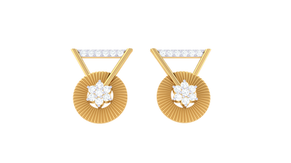 Floral Crest Diamond Stud Earrings In Gold – 0.24 Ct