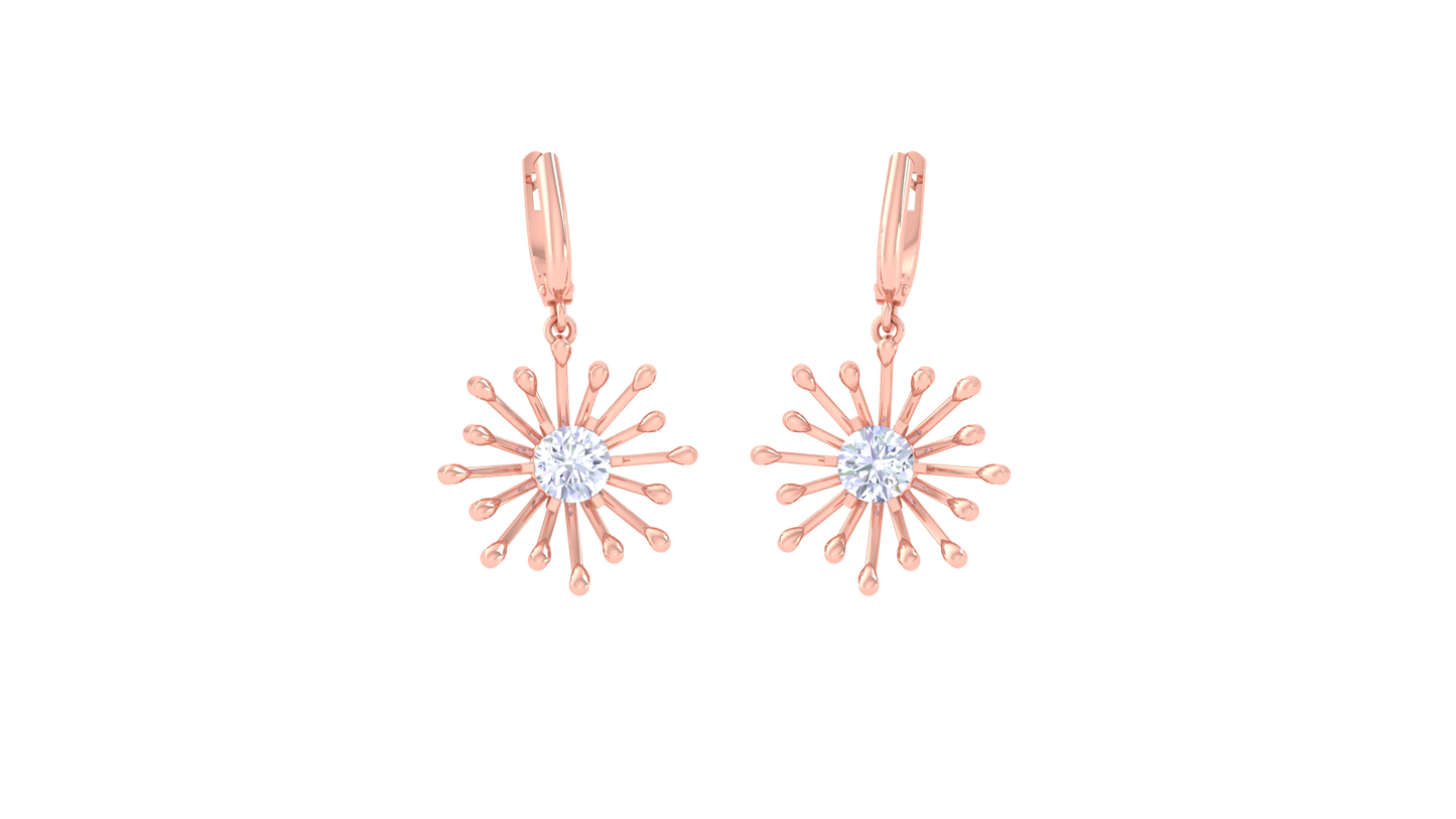 Firework Glow Rose Gold Hoop Earrings - 0.64 Ct Round Diamonds