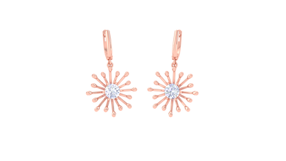 Firework Glow Rose Gold Hoop Earrings - 0.64 Ct Round Diamonds