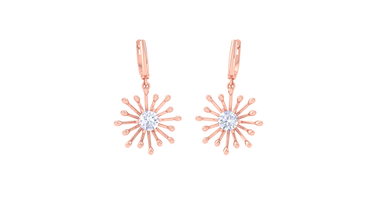 Firework Glow Rose Gold Hoop Earrings - 0.64 Ct Round Diamonds