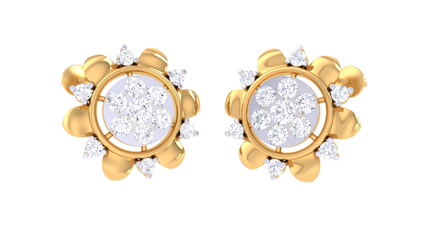 Twirling Blossom Diamond Stud Earrings - 0.81 Ct